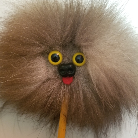 Vintage Fuzzy Dog Pencil Topper - Picture 2 of 6